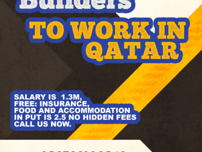 BUILDERS URGENTLY NEEDED TO WORK IN QATAR