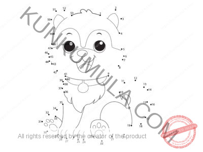 Husky in a Doghouse Colouring Page Dot to Dot for Kids