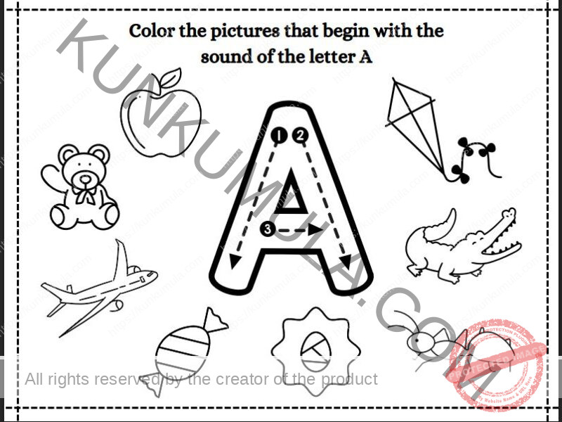 Color the pictures that begin with the sound of the letter & What's The Letter Pages and its 35 pages pdf