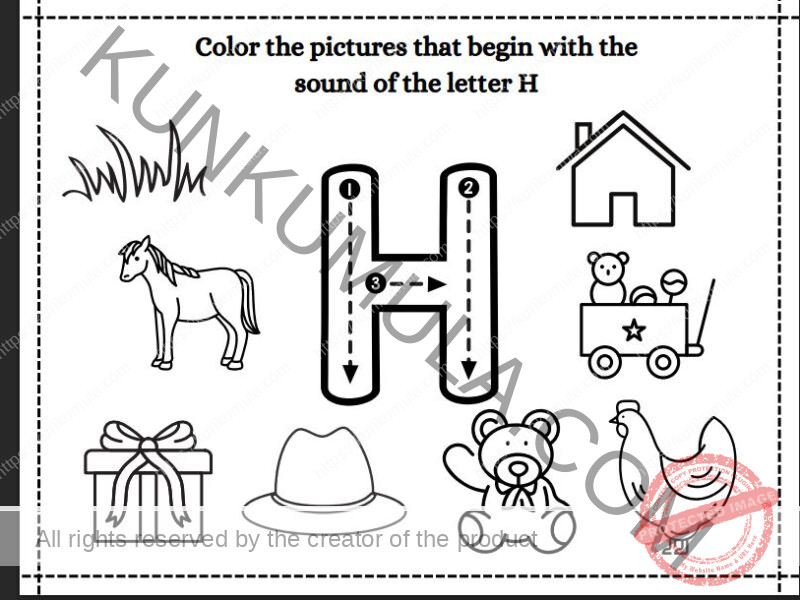 Color the pictures that begin with the sound of the letter & What's The Letter Pages and its 35 pages pdf