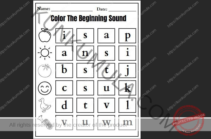 COLOR THE BEGINNING SOUND 10 PAGES