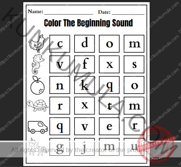 COLOR THE BEGINNING SOUND 10 PAGES