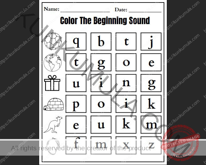 COLOR THE BEGINNING SOUND 10 PAGES
