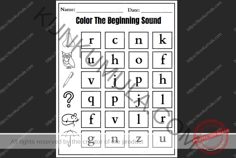 COLOR THE BEGINNING SOUND 10 PAGES