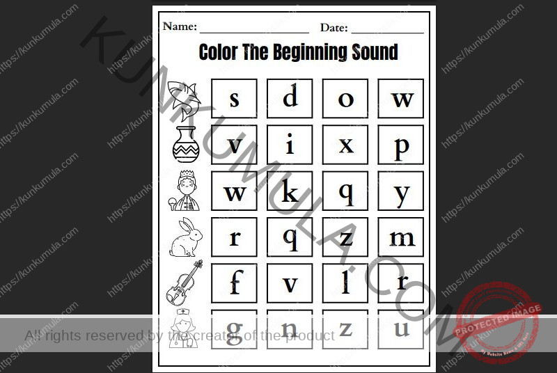 COLOR THE BEGINNING SOUND 10 PAGES