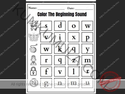 COLOR THE BEGINNING SOUND 10 PAGES