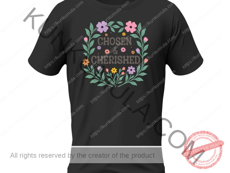 CHOSEN & CHERISHED CHRISTIAN WELL DESIGNED ART WORK FOR T- SHIRTS AND MORE Vintage Boho Floral Christian-10 PNG