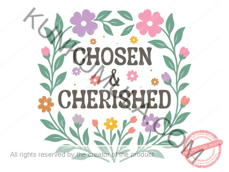CHOSEN & CHERISHED CHRISTIAN WELL DESIGNED ART WORK FOR T- SHIRTS AND MORE Vintage Boho Floral Christian-10 PNG
