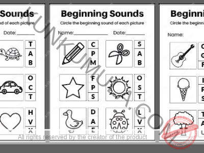 Beginning Sounds & Circle the beginning sound of each picture 10 Pages