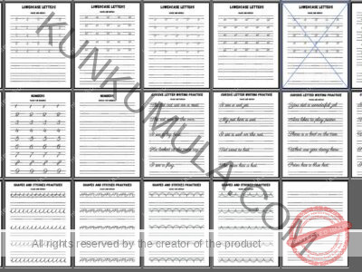 HANDWRITING TRACING 10 UPERCASE LETTERS trace and repeat .pdf in 100 pages