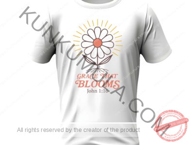GRACE THAT BLOOMS JOHN 1;16 Vintage Boho Floral Christian Branded T - Shirt Artwork