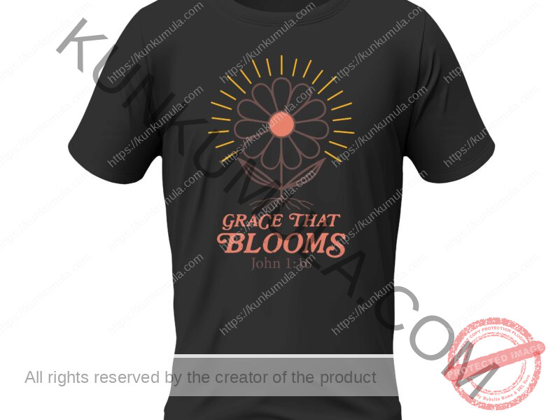 GRACE THAT BLOOMS JOHN 1;16 Vintage Boho Floral Christian Branded T - Shirt Artwork