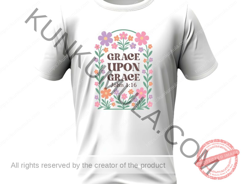 GRACE UPON GRACE CHRISTIAN T SHIRT ARTWORK Vintage Boho Floral Christian-07 PNG