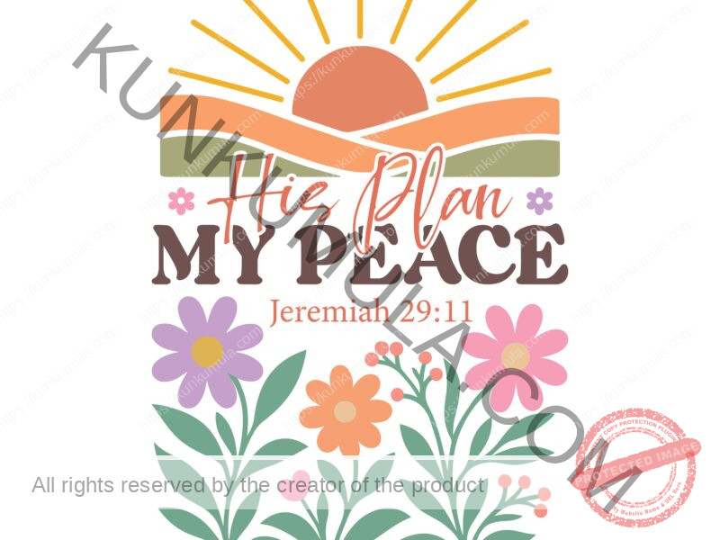 HIS PLAN MY PEACE JEREMIAH 29;11 CHRISTIAN WELL BRADED T- SHIRT ARTWORK Vintage Boho Floral Christian-08 PNG