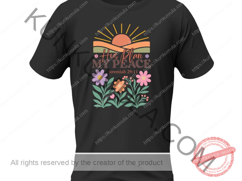 HIS PLAN MY PEACE JEREMIAH 29;11 CHRISTIAN WELL BRADED T- SHIRT ARTWORK Vintage Boho Floral Christian-08 PNG