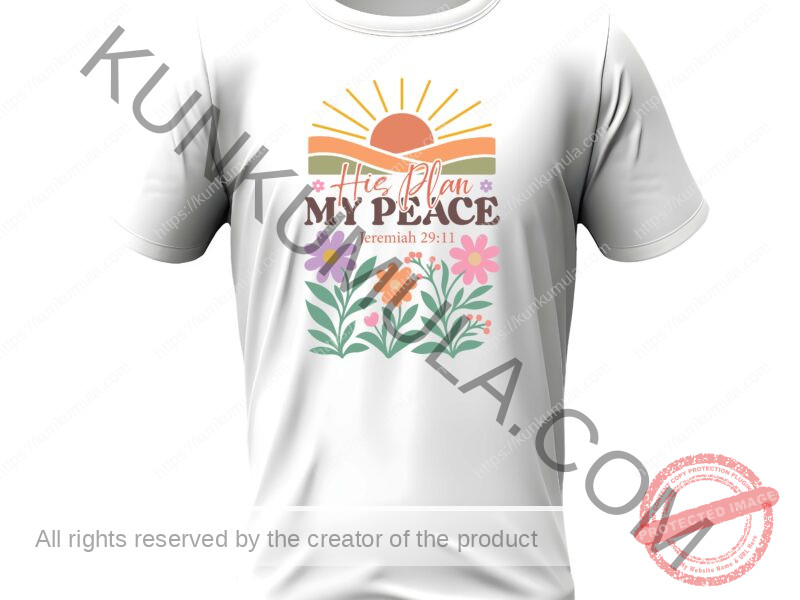HIS PLAN MY PEACE JEREMIAH 29;11 CHRISTIAN WELL BRADED T- SHIRT ARTWORK Vintage Boho Floral Christian-08 PNG