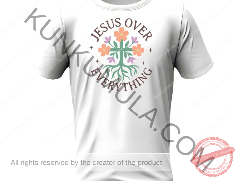 JESUS OVER EVERYTHING CHRISTIAN ARTWORK FOR T-shirts, hoodies, tote bags, wall art, stickers, mugs, and more PNG
