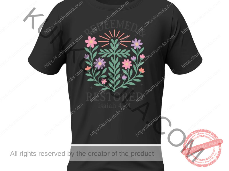 REDEEMED & RESTORED ISAIAH 43;1 CHRISTIAN well BRADED T SHIRT PNG