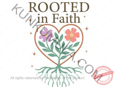 ROOTED IN FAITH CHRISTIAN ARTWORK FOR T-shirts, hoodies, tote bags, wall art, stickers, mugs, and more PNG