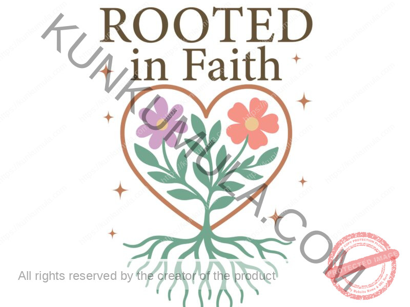 ROOTED IN FAITH CHRISTIAN ARTWORK FOR T-shirts, hoodies, tote bags, wall art, stickers, mugs, and more PNG