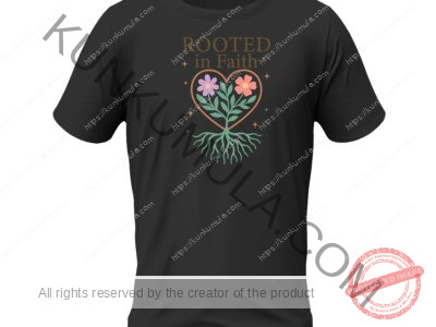 ROOTED IN FAITH CHRISTIAN ARTWORK FOR T-shirts, hoodies, tote bags, wall art, stickers, mugs, and more PNG