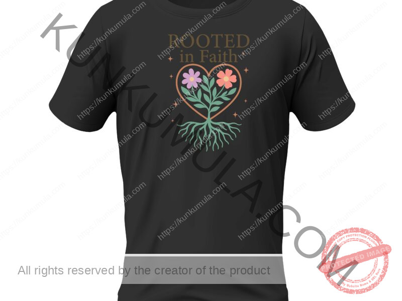 ROOTED IN FAITH CHRISTIAN ARTWORK FOR T-shirts, hoodies, tote bags, wall art, stickers, mugs, and more PNG