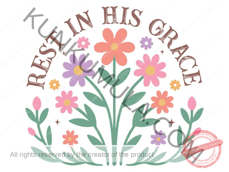 Rest In His Grace A Christian T- Shirt Design Artwork for T-shirts, hoodies, tote bags, wall art, stickers, mugs, and more PNG