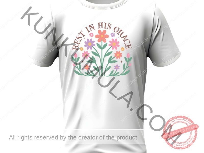 Rest In His Grace A Christian T- Shirt Design Artwork for T-shirts, hoodies, tote bags, wall art, stickers, mugs, and more PNG