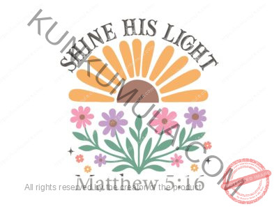 SHINE AS LIGHT MATHEW 5;16 Christian T- Shirt Artwork Vintage Boho Floral Christian-04