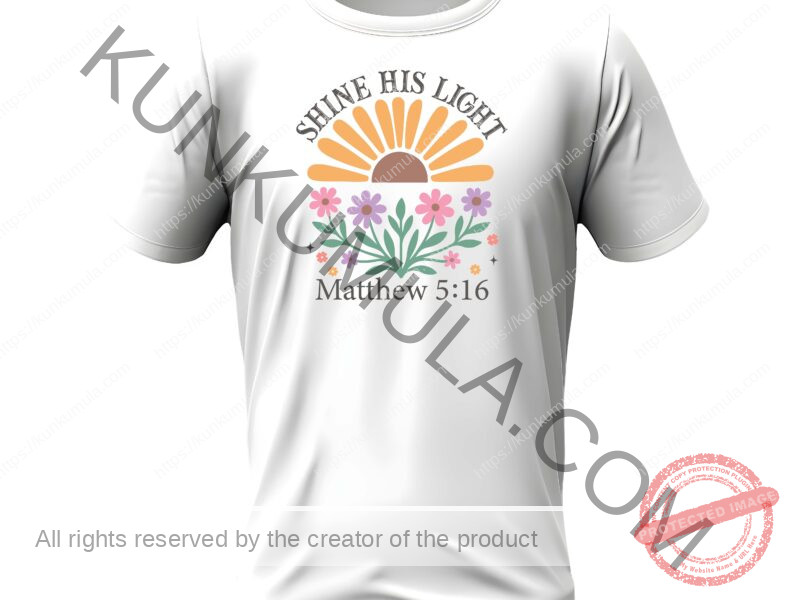 SHINE AS LIGHT MATHEW 5;16 Christian T- Shirt Artwork Vintage Boho Floral Christian-04