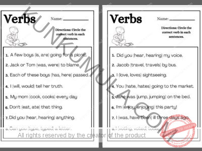 Verb Directions Circle the correct verb in each sentences In Pdf 8 Pages