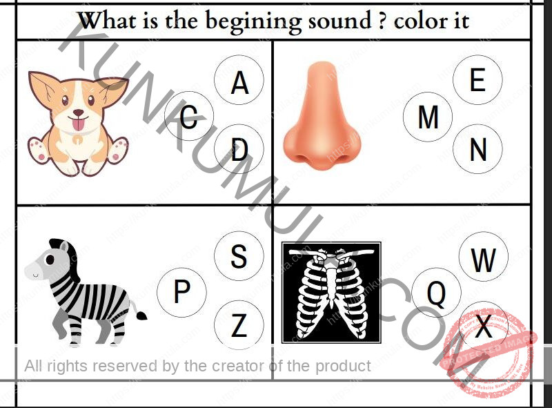 What is the begining sound color it Pages, What is the letter Pages And WHATS THE Starts WITH CH 14 Pages