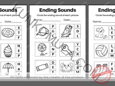Ending Sounds Circle the ending sound of each picture 10 Pages pdf