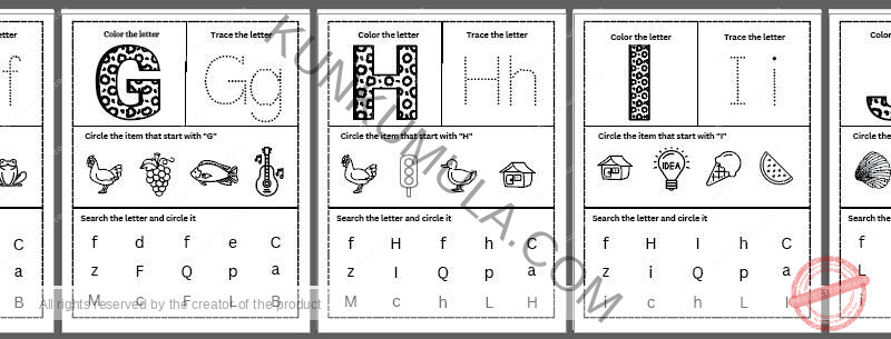 Color the letter, Trace the letter and then Circle the item that start with the letters used in pdf 26 pages