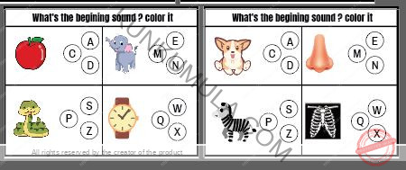 Circle the object that begin with the letters as stated 40 Pages