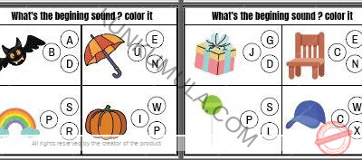 Circle the object that begin with the letters as stated 40 Pages