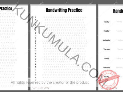 Handwriting Practice 15 pages in pdf