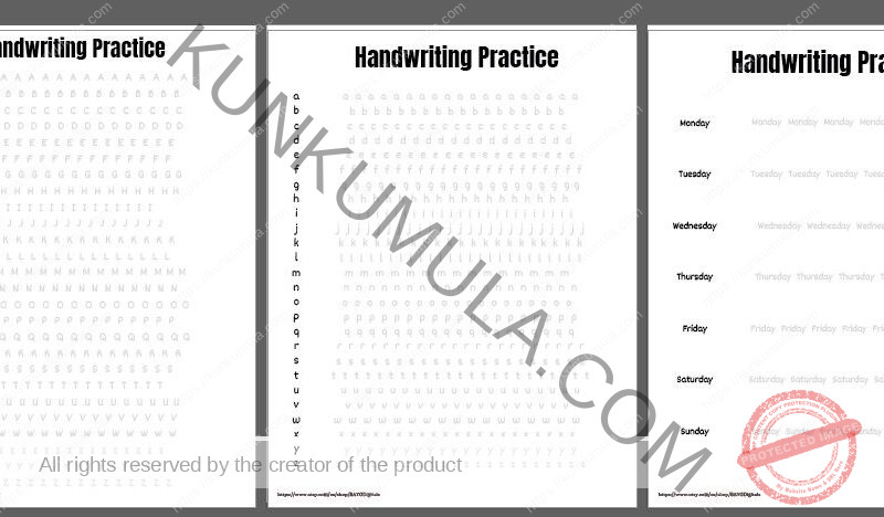 Handwriting Practice 15 pages in pdf
