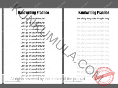 Handwriting Practice 15 pages in pdf