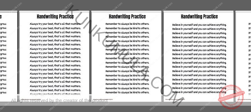 Handwriting Practice 15 pages in pdf