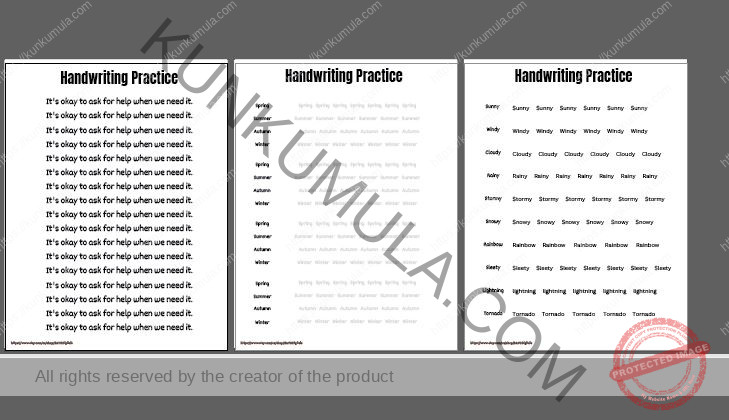 Handwriting Practice 15 pages in pdf