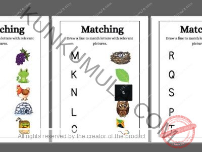 Draw a line to match uppercase letters with lowercase letters and Draw a line to match letters with relevant pictures. Well-designed 10 pages in pdf