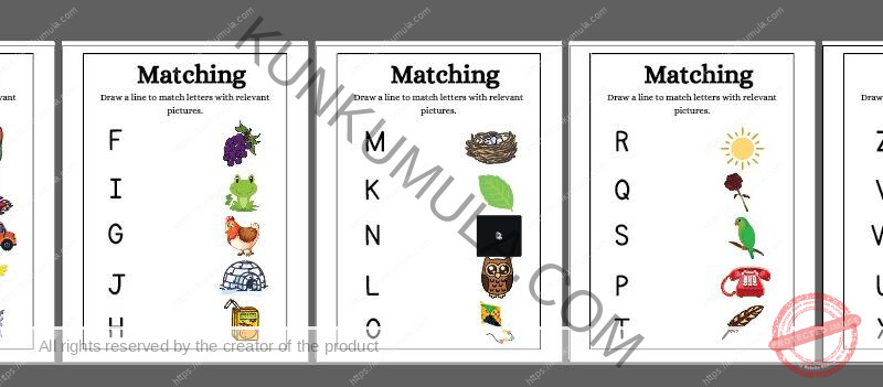 Draw a line to match uppercase letters with lowercase letters and Draw a line to match letters with relevant pictures. Well-designed 10 pages in pdf