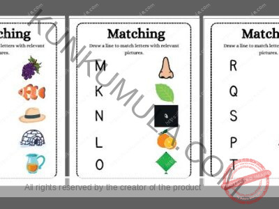 Matching --- Draw a line to match uppercase letters with lowercase letters and Matching Draw a line to match letters with relevant pictures, well Designed Pages. PDF