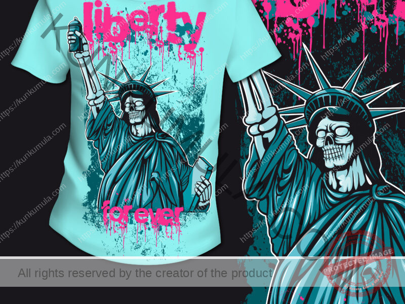 Liberty Forever Artwork for T-shirts, hoodies, tote bags, wall art, stickers, mugs, and more, it a zipped Eps and a Jpeg