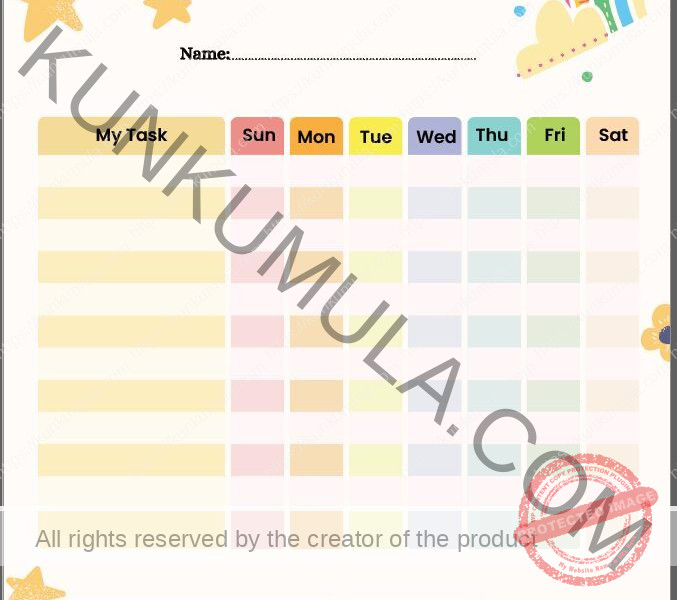blank kids chore chart