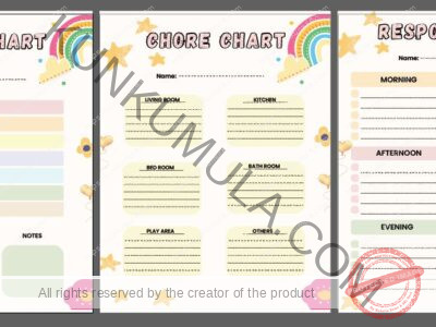 blank kids chore chart