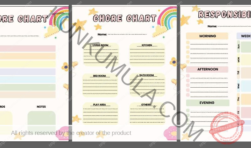 blank kids chore chart