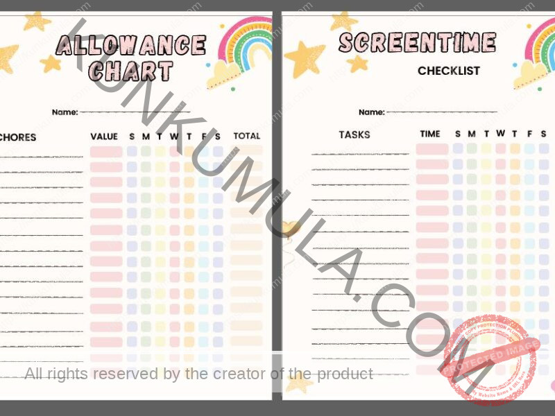 blank kids chore chart