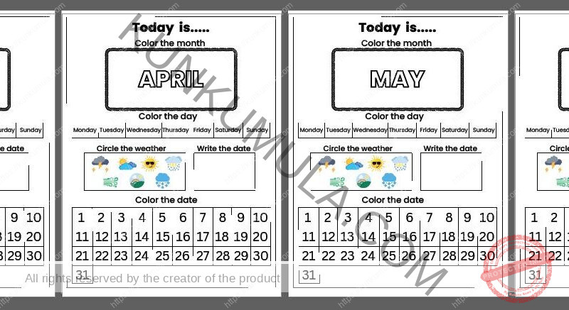 CALENDAR ACTIVITY PDF 12 MONTHS